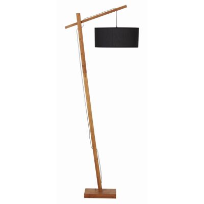 Lampadaire 26423NO Noir - abat jour Tissu pieds Bois