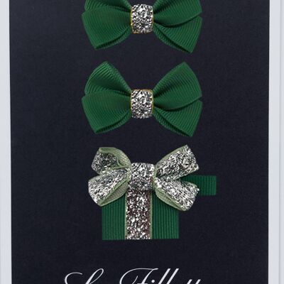 Parure Estelle et cadeau con clip argento verde scuro