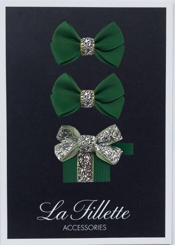 Estelle et coffret cadeau avec clip argent vert foncé