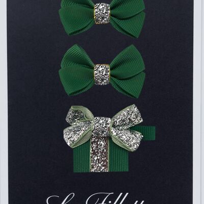 Estelle et cadeau set with clip silver dark green