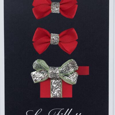 Estelle et cadeau set with clip silver red