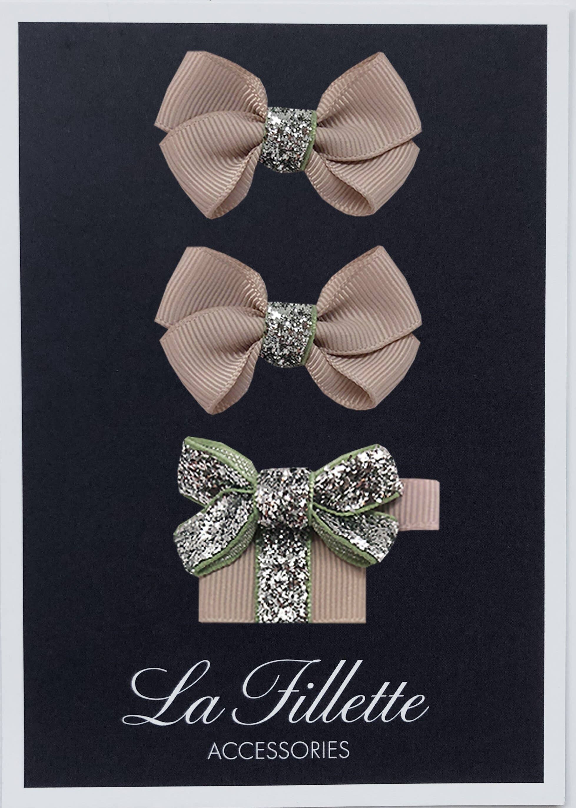 Parure Estelle et cadeau con clip argento tortora