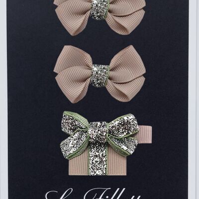 Estelle et cadeau Set mit Clip silber taupe