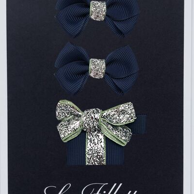 Estelle et cadeau set with clip silver navy blue