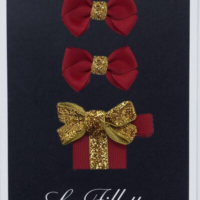 Estelle et cadeau set with clip gold dark red
