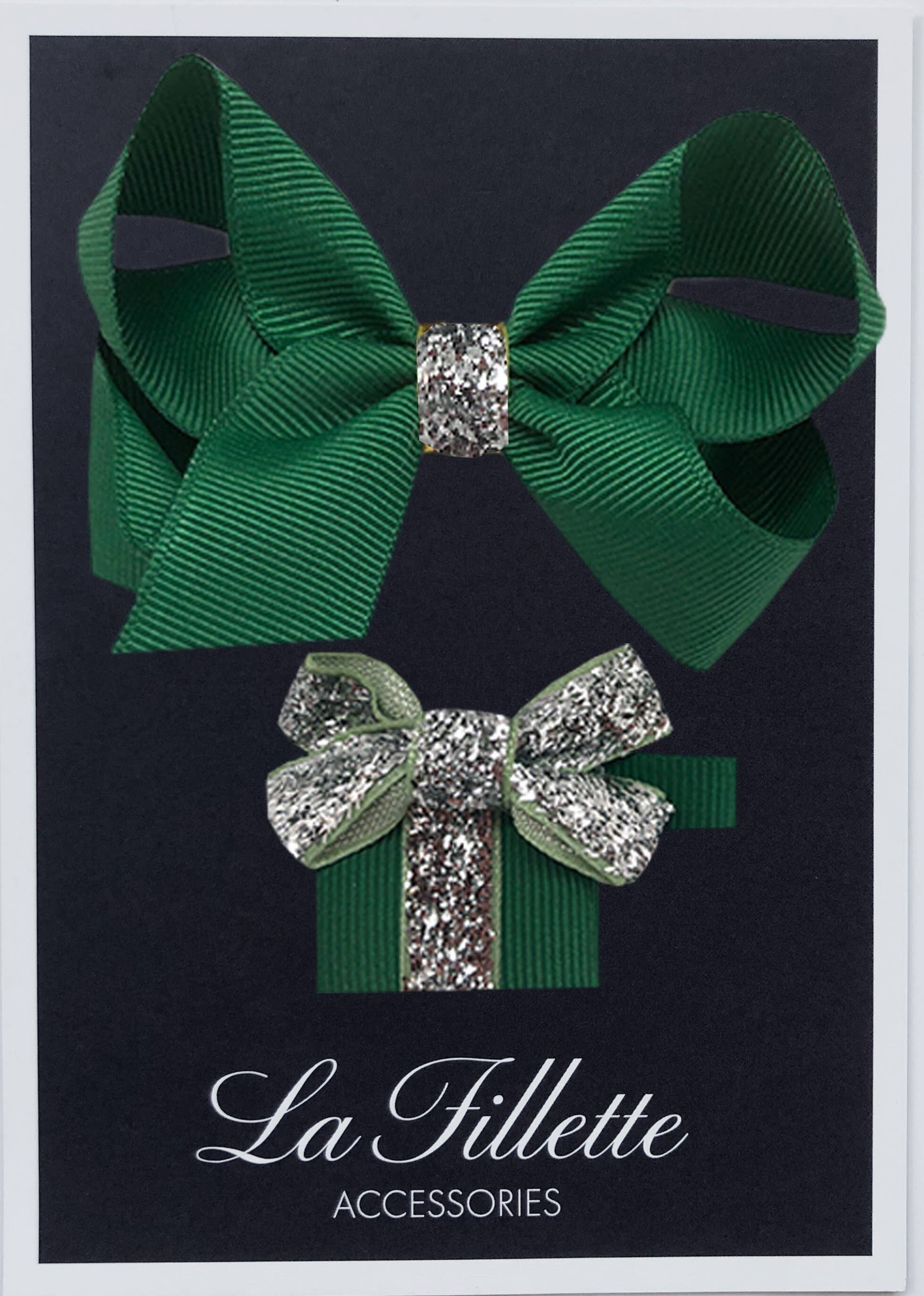 Parure Maxima et cadeau con clip argento verde scuro