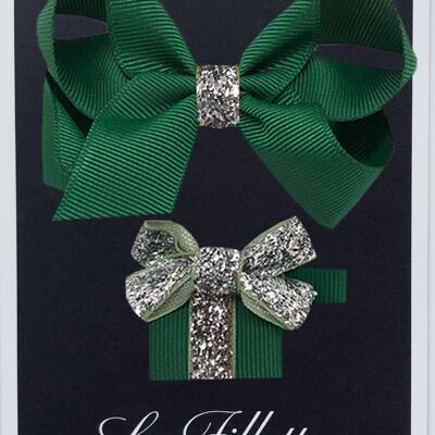 Maxima et cadeau set with clip silver dark green