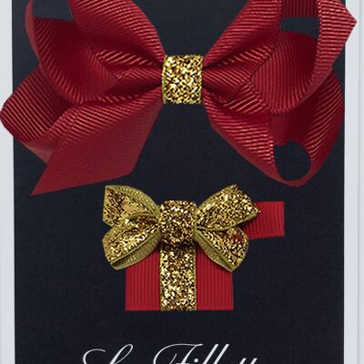 Maxima et cadeau set with clip gold dark red