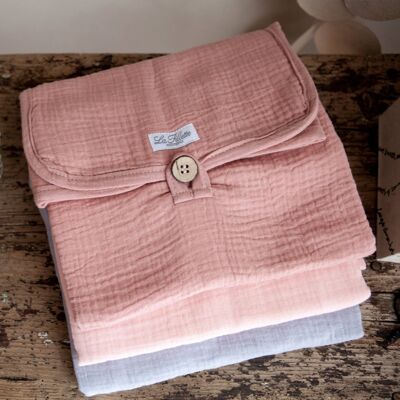Organic cotton changing pad for on the go in old pink