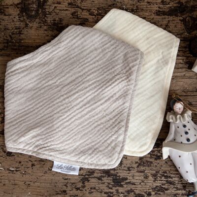 Organic cotton muslin scarf for children in beige