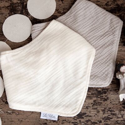 Bufanda de muselina de algodón orgánico para niños en color crema