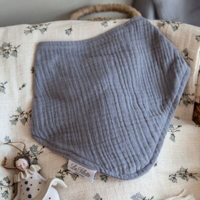 Bufanda de muselina de algodón orgánico para niños en color gris oscuro