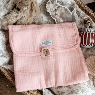 Organic cotton changing mat for on the go in light pink