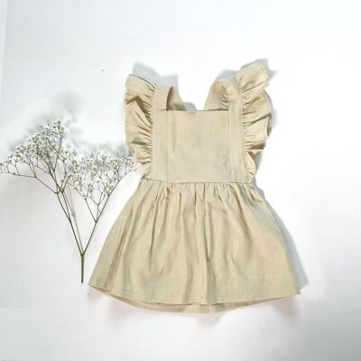 Dress with ruffle straps light beige