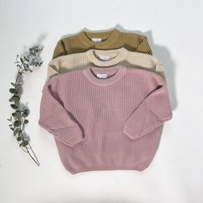 Chunky knit sweater in oversize dusky pink