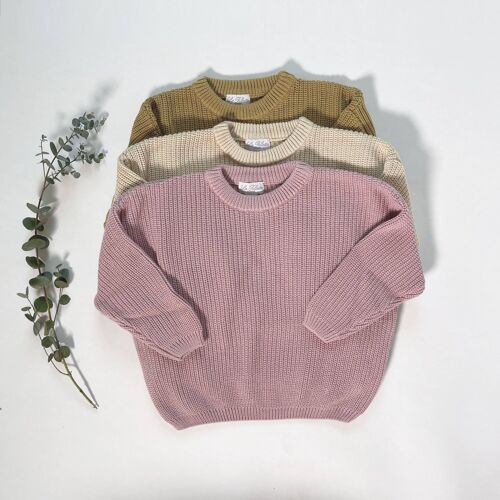 Grob gestrickter Pullover in Oversize beige