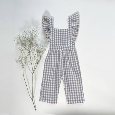 Delicate checked jumpsuit with ruffle details