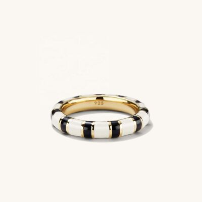 925 sterling silver ladies ring | striped | black | various sizes