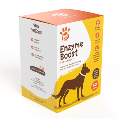 Suplemento Enzyme Boost para perros y gatos que sufren de falta de enzimas naturales