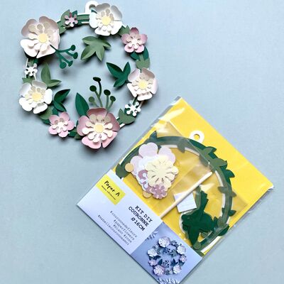 Kit DIY - Couronne de fleurs, Rose, ⌀16cm