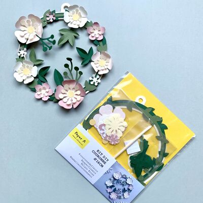 Kit de bricolaje - Corona de flores, rosa, ⌀16cm
