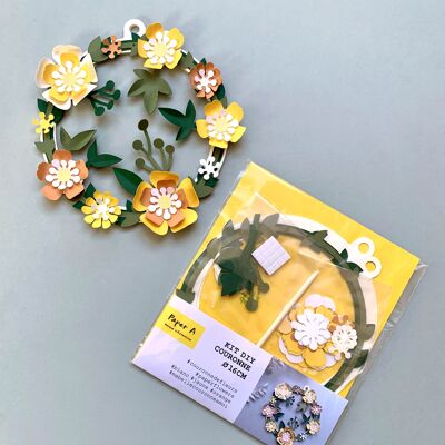 Kit DIY - Couronne de fleurs, Jaune, ⌀16cm
