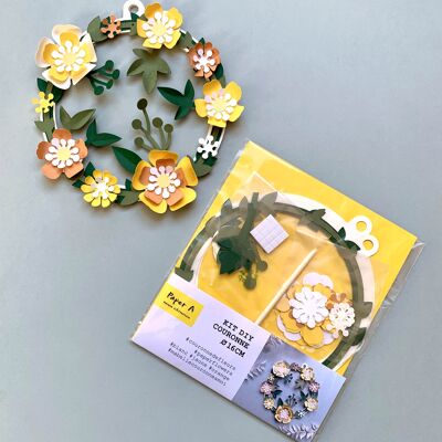 Kit de bricolaje - Corona de flores, amarillo, ⌀16cm