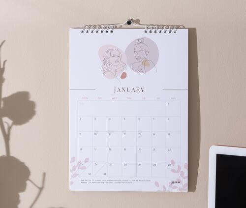 Boutique 2023 A4 Wall Calendar - Monthly Wall Calendar in Pastel Colours