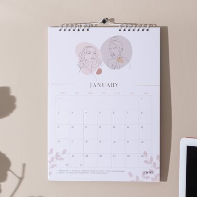 Boutique 2023 Calendario da parete A4 - Calendario mensile da parete in colori pastello