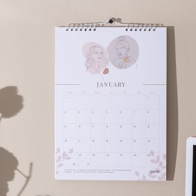 Boutique 2023 A4 Wall Calendar - Monthly Wall Calendar in Pastel Colours