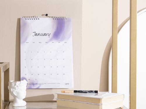 Purple Abstract Colour Shades A4 Wall Calendar - Monthly Wall Calendar