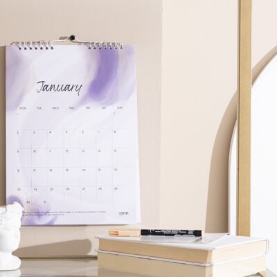 Purple Abstract Colour Shades A4 Wall Calendar - Monthly Wall Calendar