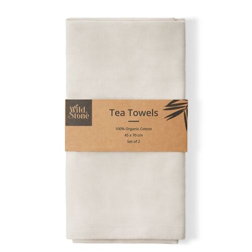 Organic Cotton Tea Towel | Herringbone Weave (Beach Sand)