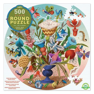 eeBoo - Round Puzzle 500 pcs - Crazy Bug Bouquet