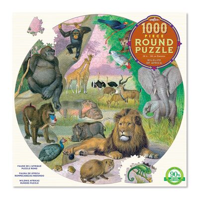 eeBoo - Round Puzzle 1000 pcs - Wildlife of Africa