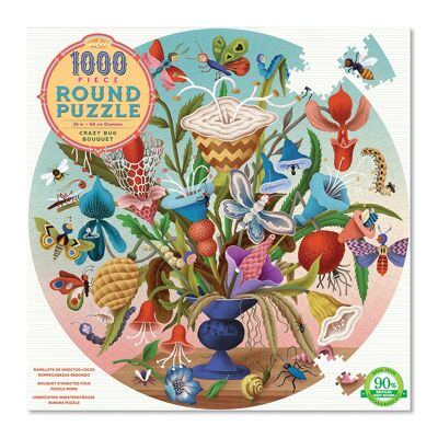 eeBoo - Round Puzzle 1000 pcs - Crazy Bug Bouquet