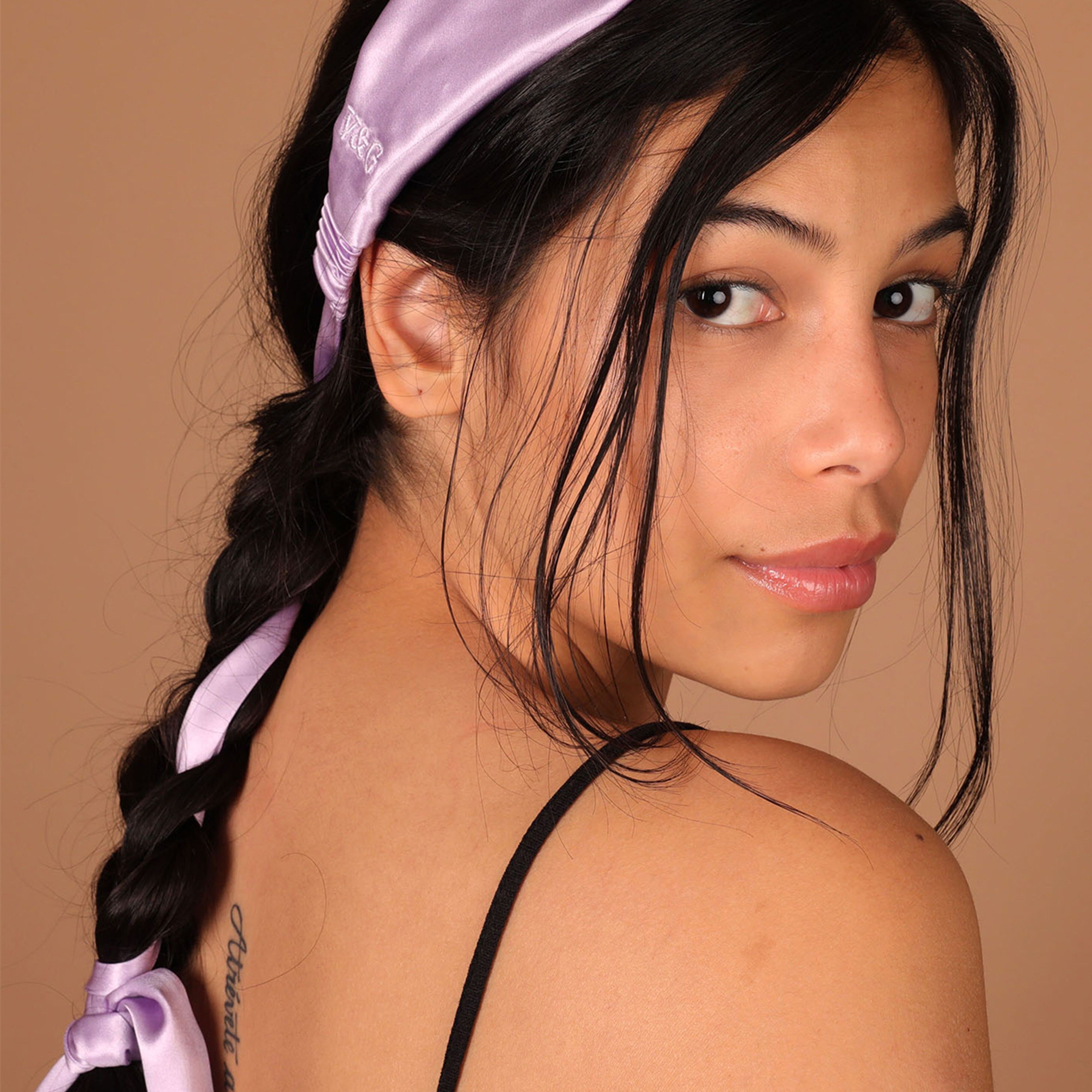 Cerchietto in seta regolabile con nodo ametista