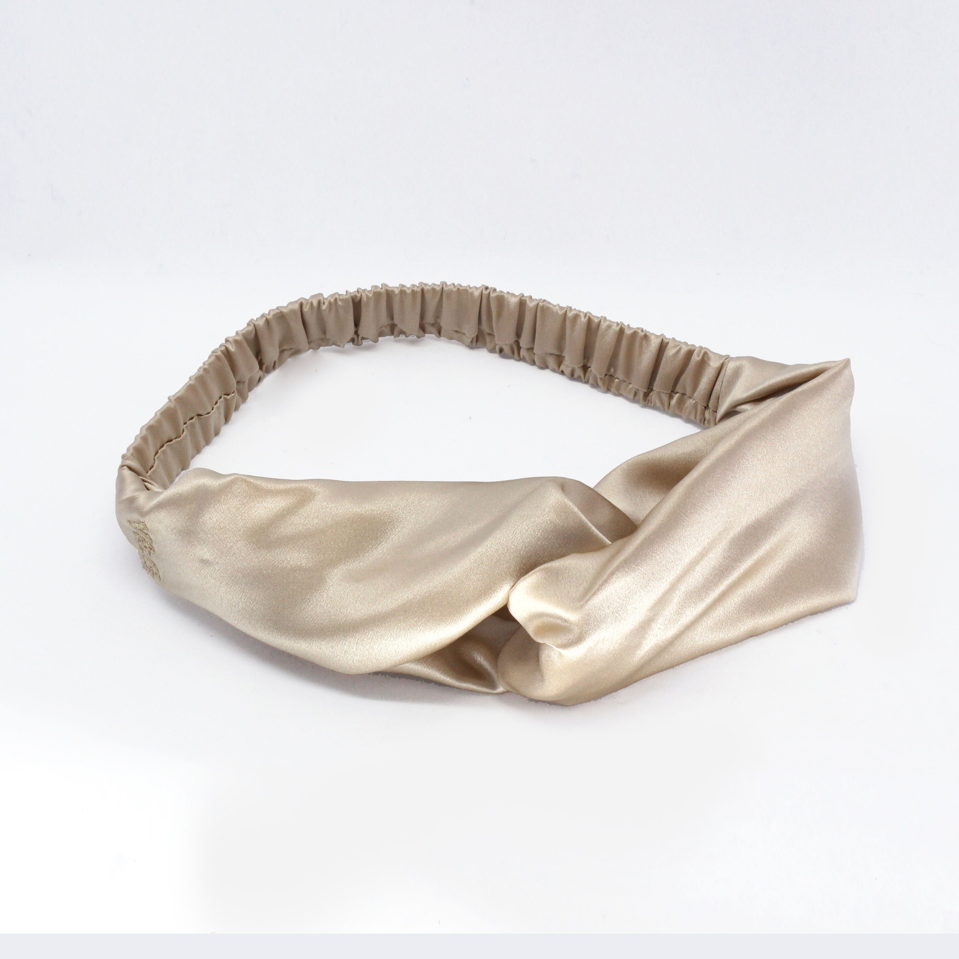 Cerchietto in seta champagne