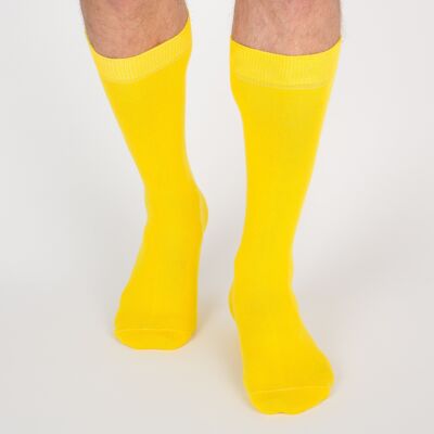 Chaussettes De Ville unie -Jaune Lemon