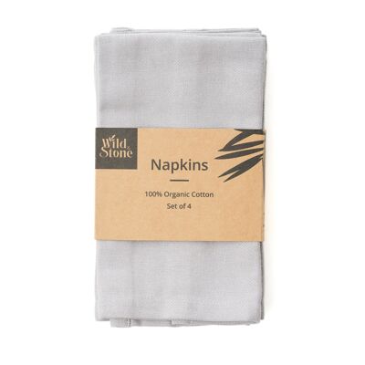 Serviettes en Coton Bio - Lot de 4 - Gris Tourterelle