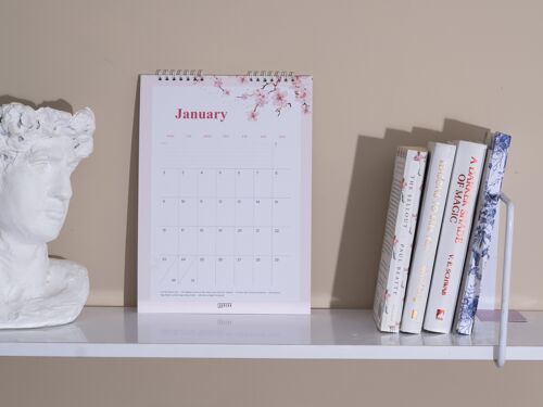 Cherry Blossom Contemporary A4 Monthly Wall Calendar - Gloss Wall Calendar