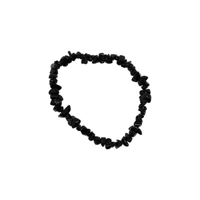 Bracciale elasticizzato con chip di pietre preziose, ossidiana nera