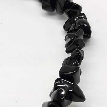 Bracelet extensible puce de pierres précieuses Obsidienne noire 2