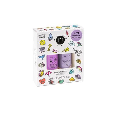 Nailmatic WOW Paquete de 2 con pegatinas (Marshi y Piglou)