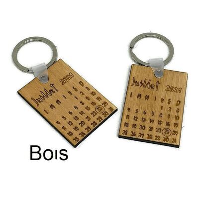 Set of two personalized keyrings, anniversary date - Jewel - Wood