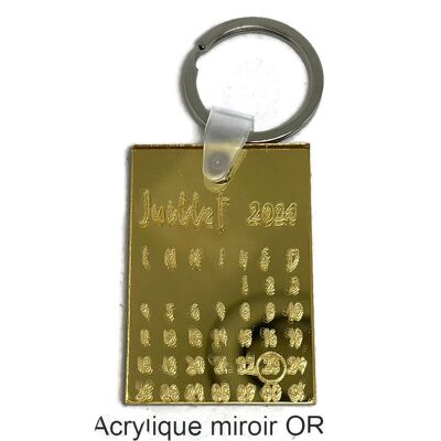 Set of two personalized keyring anniversary date - Jewel - golden mirror