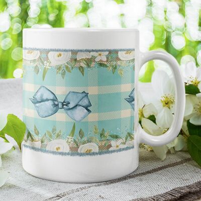 Blue romantic mug with bows - Tableware