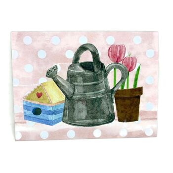 Plaque de bienvenue avec arrosoir et tulipes- Décoration maison - - Mon jardin 3