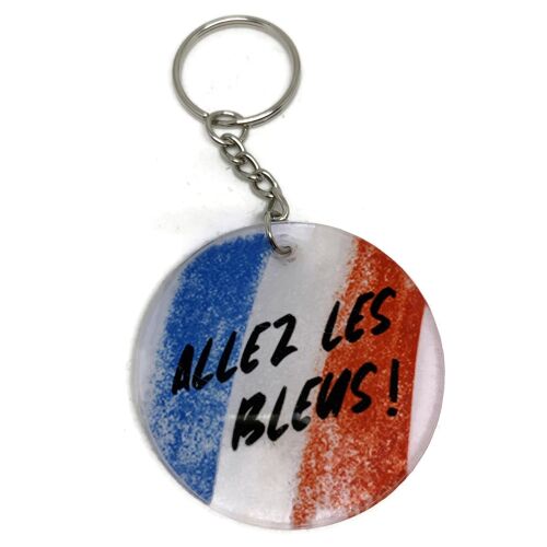 Porte clé rond football - Bijoux - Cadeaux Homme - Allez les Bleus