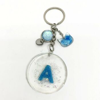 Porte clé argenté avec lettre prénom - Bijoux avec initiale 1